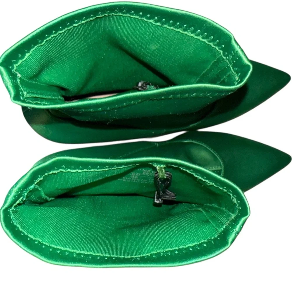 ZARA woman's satin effect ankle boots green 38 Euro/7.5 to 8 US